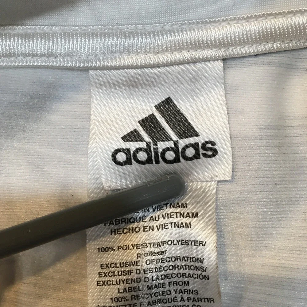 Adidas Full Zip Track Jacket Kids Youth XL White Gray Sporty Abstract Athletic